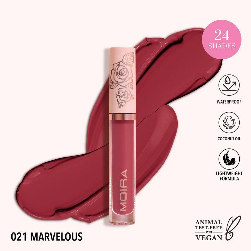 Labial Liquido Moira Lip Divine Larga Duracion 1 Pz 24 Tonos