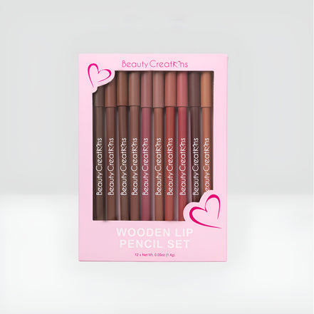 Set Delineadores De Labios Wooden Beauty Creations 12 Tonos