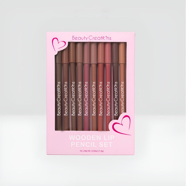 Set Delineadores De Labios Wooden Beauty Creations 12 Tonos