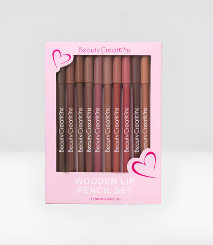 Set Delineadores De Labios Wooden Beauty Creations 12 Tonos