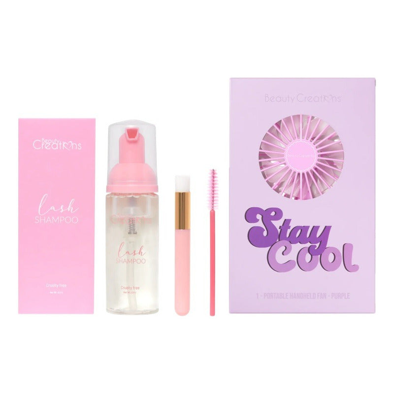 Kit Limpieza Pestañas Beauty Creations Shampoo + Ventilador