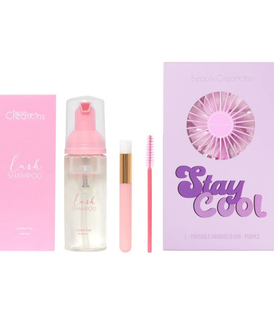 Kit Limpieza Pestañas Beauty Creations Shampoo + Ventilador