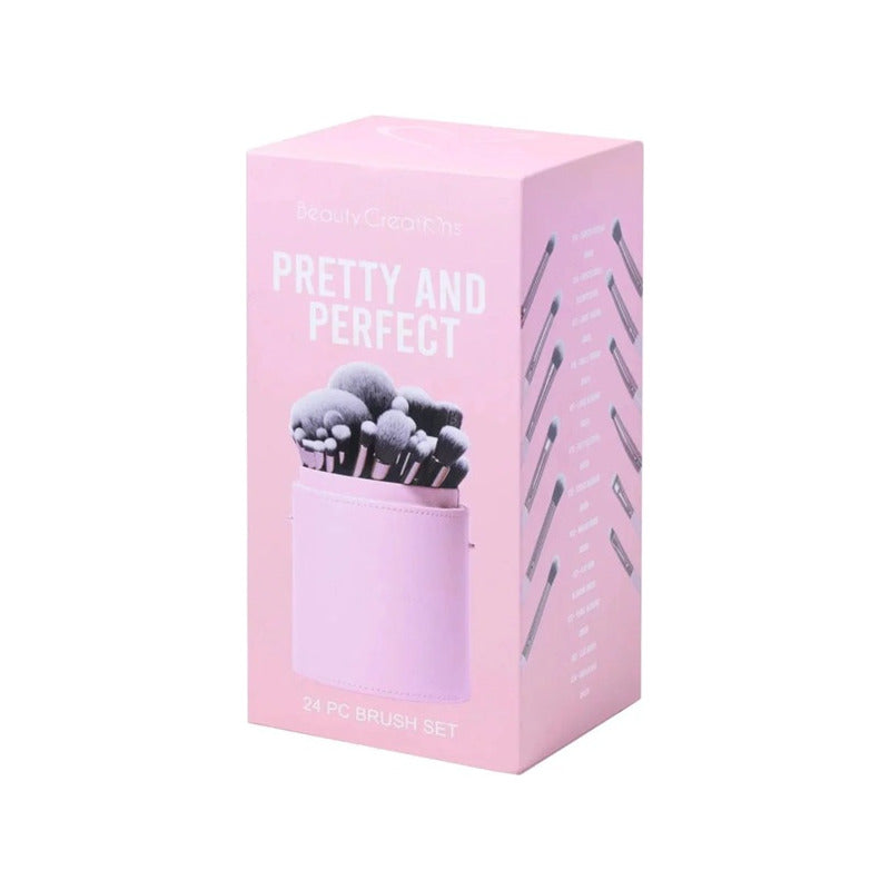 Set De Brochas 24 Piezas Beauty Creations + Estuche Cilindro