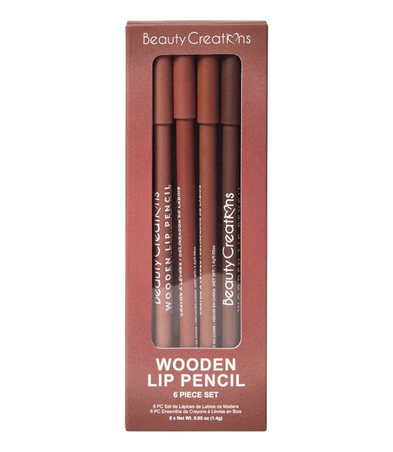 Set Delineadores De Labios Madera 6 Pzs Beauty Creations