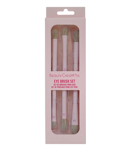 Set Trio De Brochas Duales Para Ojos Beauty Creations Rosa