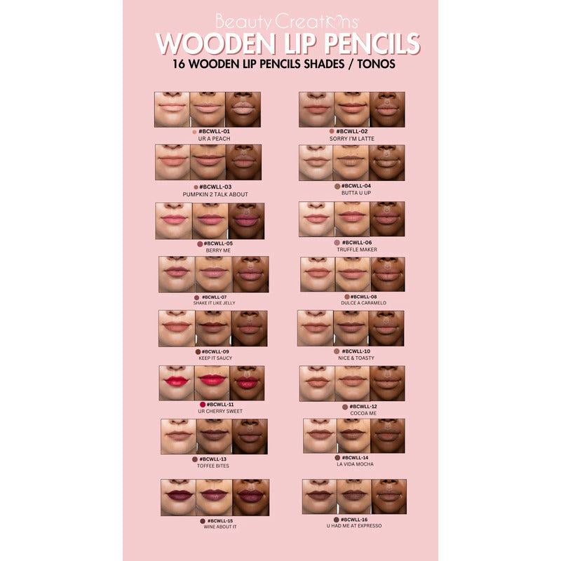Set Delineadores Labios Beauty Creations 16 Tonos + Estuche