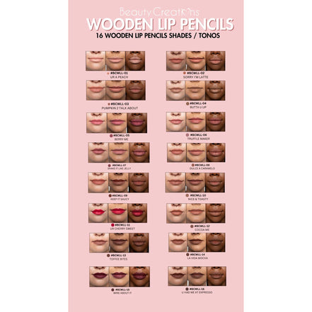 Set Delineadores De Labios Wooden Beauty Creations 12 Tonos