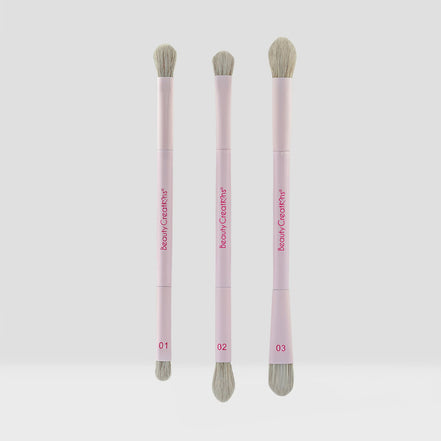 Set Trio De Brochas Duales Para Ojos Beauty Creations Rosa