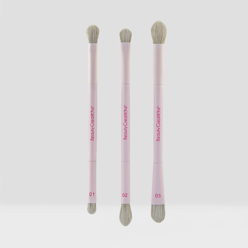 Set Trio De Brochas Duales Para Ojos Beauty Creations Rosa