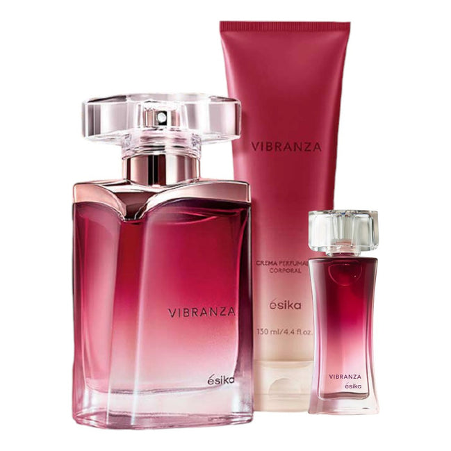 Set 3 Pz Vibranza Esika Perfume Crema Corporal Y Miniperfume