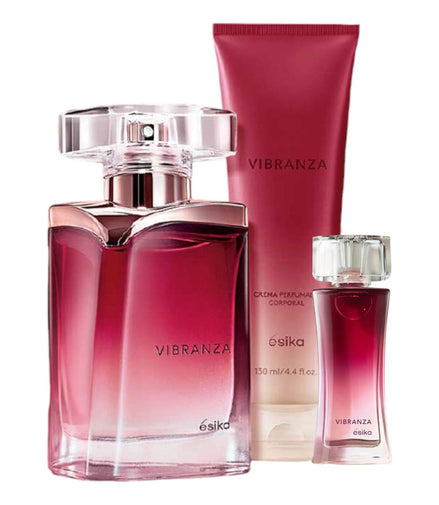 Set 3 Pz Vibranza Esika Perfume Crema Corporal Y Miniperfume