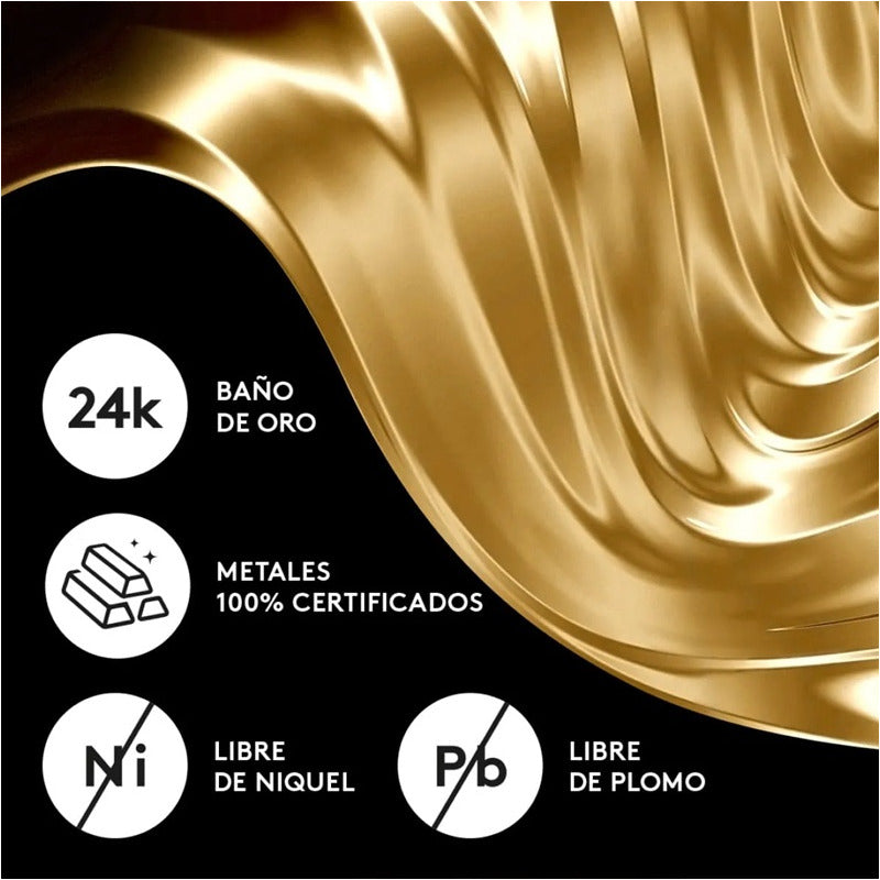 Set Collar + Aretes Corazón Gold Affair Glam Baño De Oro 24k Dorado