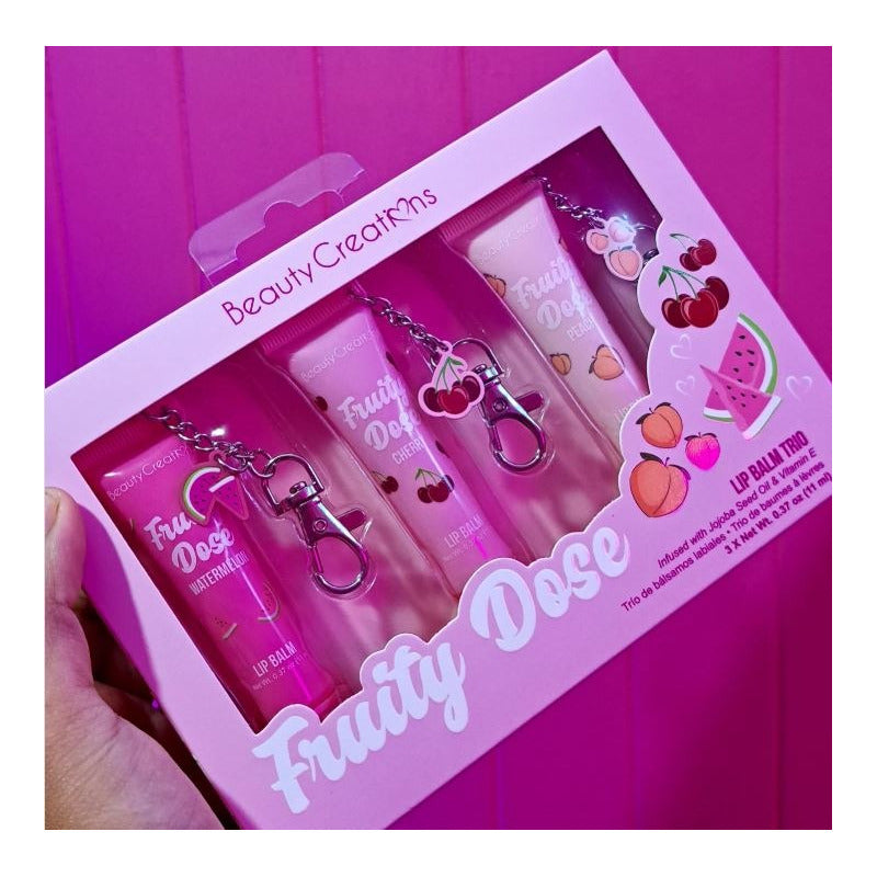 Set Balsamos Labiales C/llavero Fruity Dose Beauty Creations