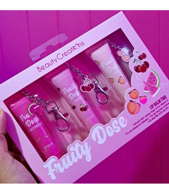 Set Balsamos Labiales C/llavero Fruity Dose Beauty Creations