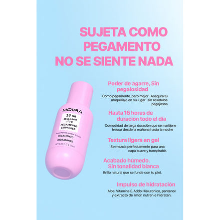 Duo Primer + Spray Fijador Maquillaje 16 Hr Seal Moira 50ml