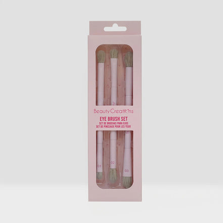 Set Trio De Brochas Duales Para Ojos Beauty Creations Rosa