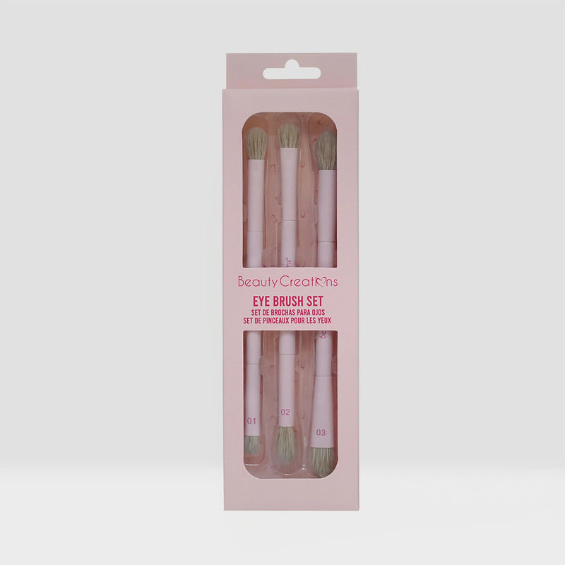 Set Trio De Brochas Duales Para Ojos Beauty Creations Rosa