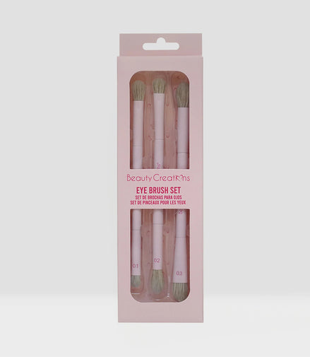 Set Trio De Brochas Duales Para Ojos Beauty Creations Rosa