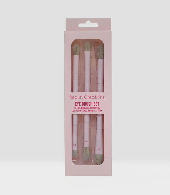 Set Trio De Brochas Duales Para Ojos Beauty Creations Rosa