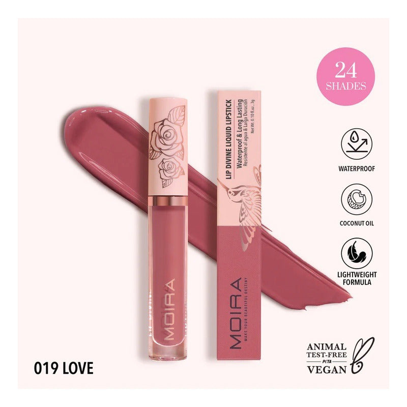 Labial Liquido Moira Lip Divine Larga Duracion 1 Pz 24 Tonos