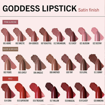 Labial Satinado Goddess Lipstick Moira 1pz 22 Tonos Original