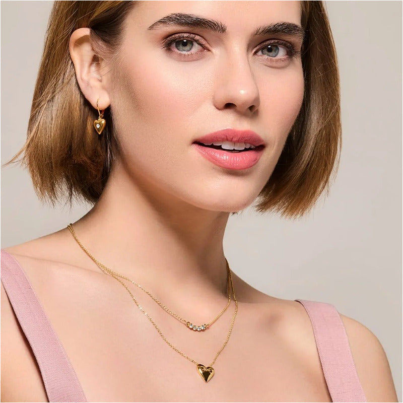 Set Collar + Aretes Corazón Gold Affair Glam Baño De Oro 24k Dorado