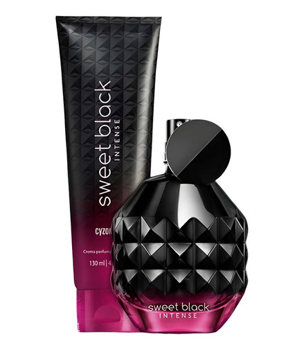 Set 2 Pzs Sweet Black Intense Cyzone Perfume+crema Perfumada