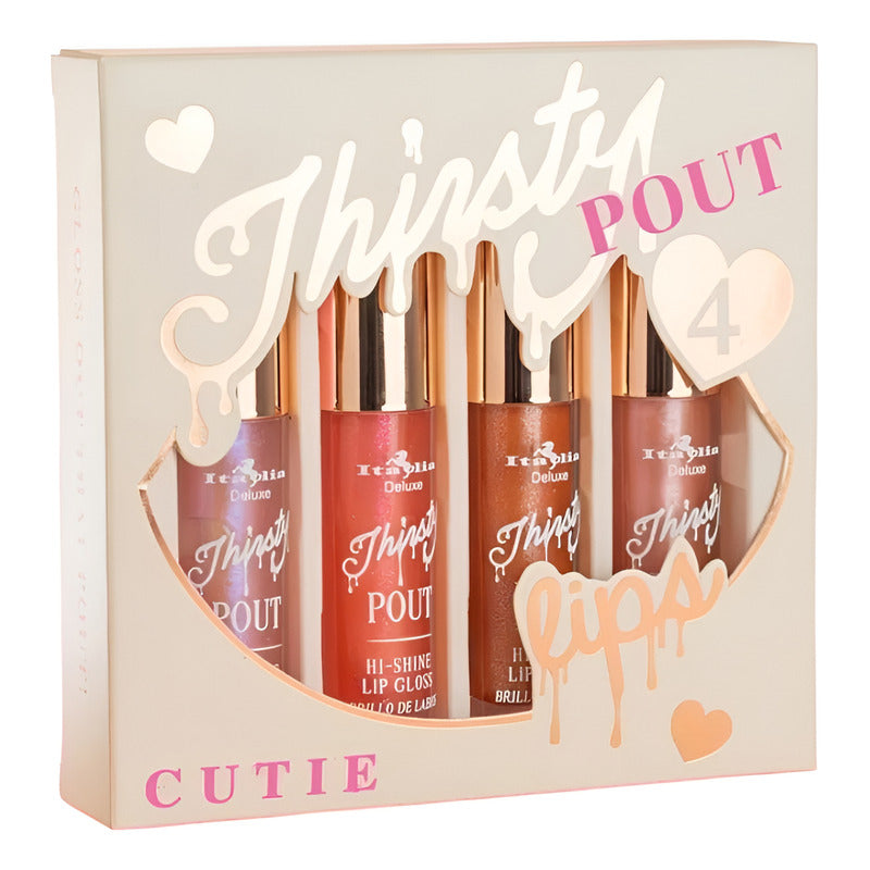 Set Gloss Labiales Thirsty Pout Hi Shine Italia Deluxe 4 Pcs