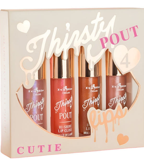Set Gloss Labiales Thirsty Pout Hi Shine Italia Deluxe 4 Pcs
