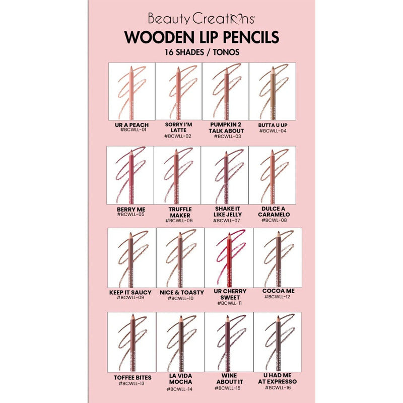 Set Delineadores De Labios Wooden Beauty Creations 12 Tonos